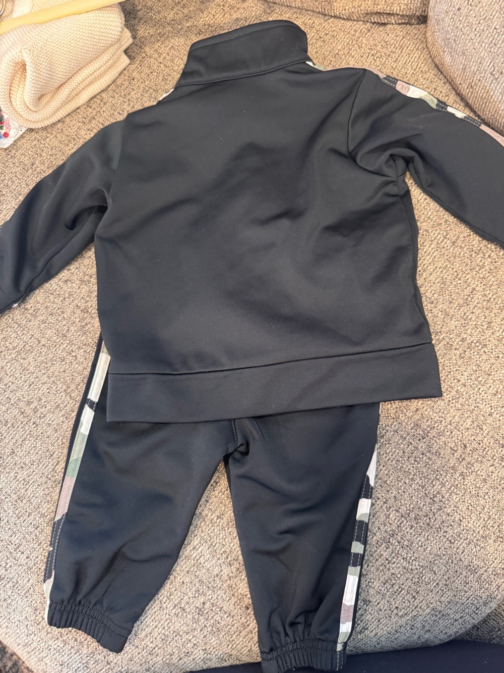 adidas Kids Black Sweatpants with Camo Side Stripes - Picture 2 of 3